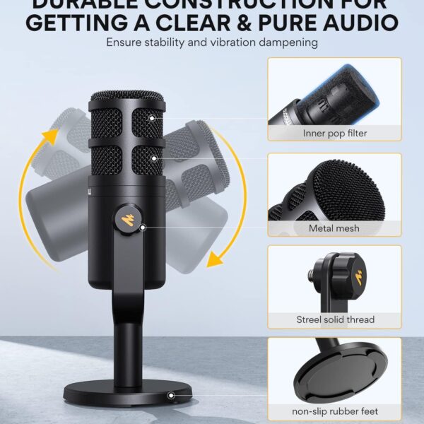 Maono PD100 Podcast XLR — Micrófono para grabación vocal, tecnología de aislamiento de voz - Imagen 4