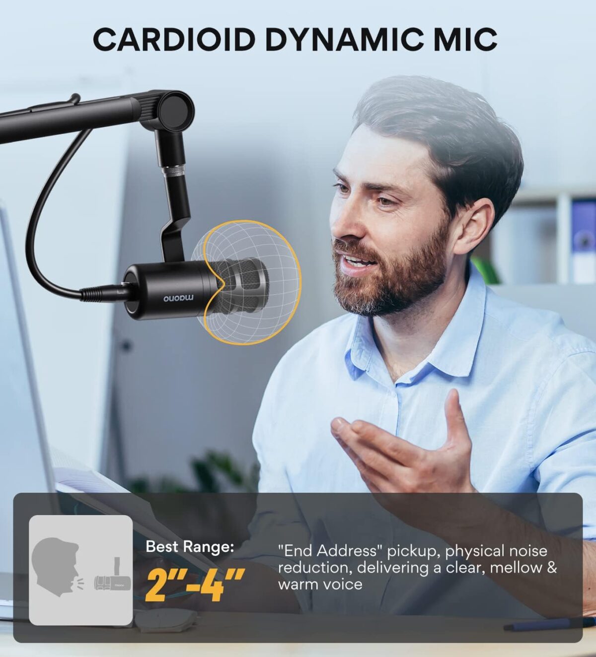 71l0yXnp0eL._AC_SL1500_ Maono PD100 Podcast XLR — Micrófono para grabación vocal, tecnología de aislamiento de voz - Imagen 8