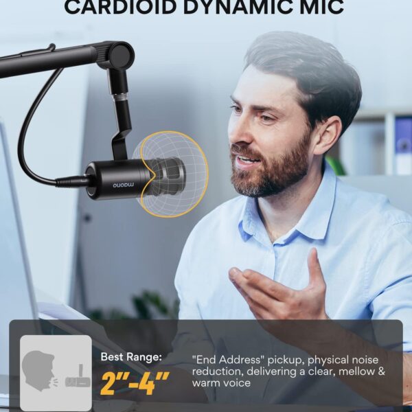 Maono PD100 Podcast XLR — Micrófono para grabación vocal, tecnología de aislamiento de voz - Imagen 8