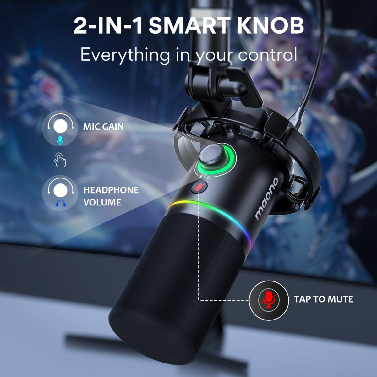 71sHGGBSSsL._AC_SL1500_ Maono PD200X — Micrófono dinámico USB/XLR, RGB, sin brazo - Imagen 6