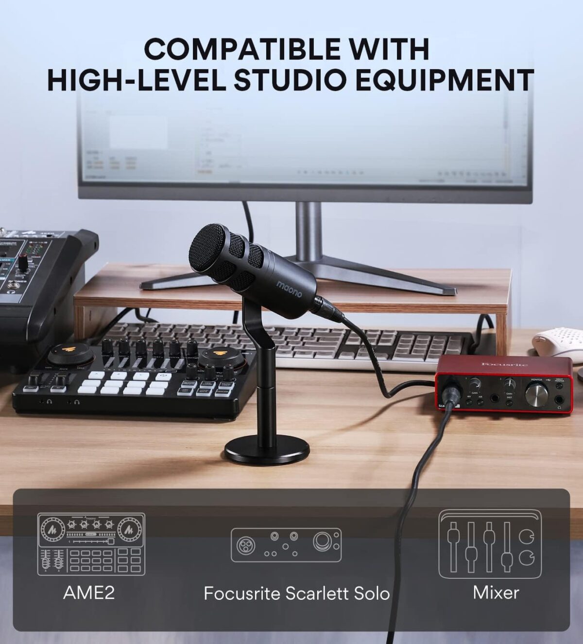 71vlkTNIvcL._AC_SL1500_ Maono PD100 Podcast XLR — Micrófono para grabación vocal, tecnología de aislamiento de voz - Imagen 7