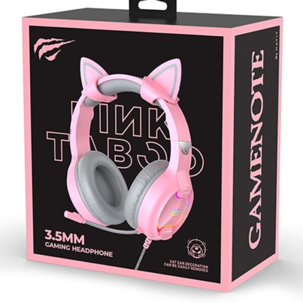 Havit H2233D Gaming Pink  — Auriculares alámbricos, conexión 3,5mm+USB - Imagen 2