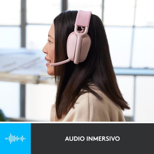 Logitech Zone Vibe 100 Rose — Auriculares Wireless ligeros, Bluetooth - Imagen 7