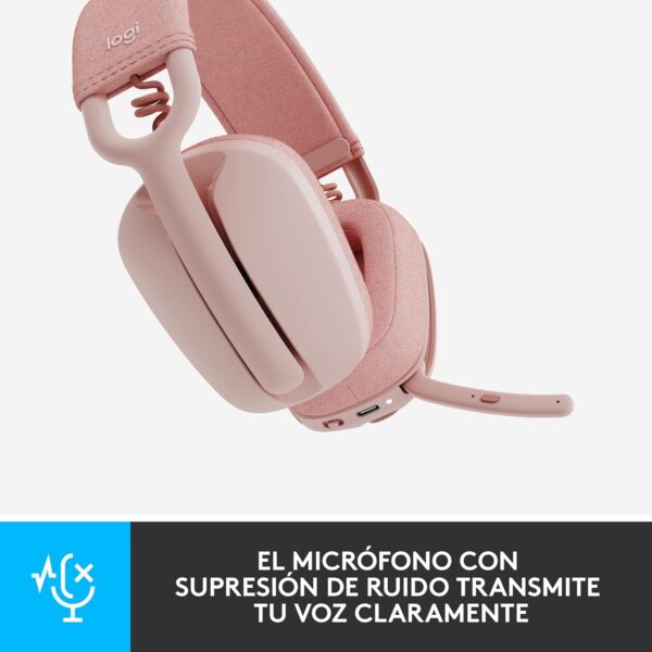 Logitech Zone Vibe 100 Rose — Auriculares Wireless ligeros, Bluetooth - Imagen 6