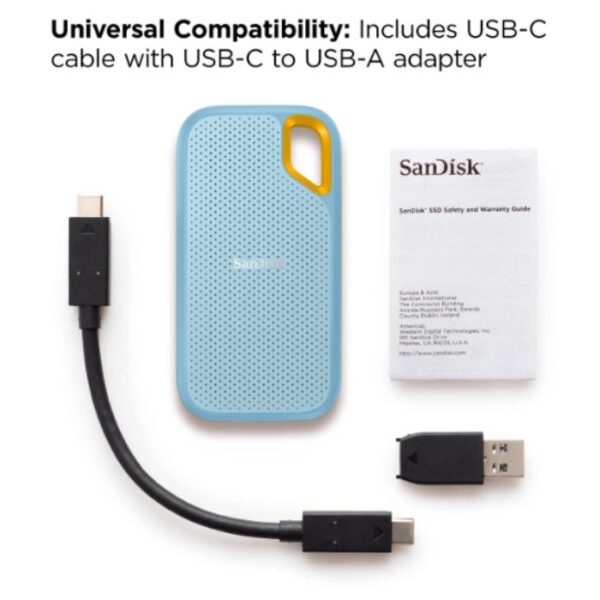 SanDisk Extreme Portable SSD Sky Blue 1TB — Portátil, Hasta 1050MB/s, USB-C, USB 3.2 Gen 2 - Imagen 4