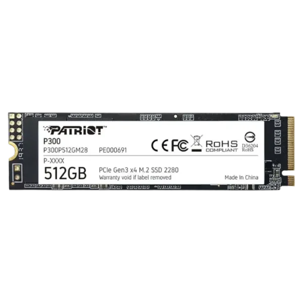 Patriot P300 512GB — SSD M.2 2280, PCIe3, lectura hasta 1,700 MB/s