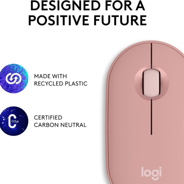 Logitech Pebble 2 M350S Rosa — Mouse inalámbrico, bluetooth, delgado y compacto - Imagen 4