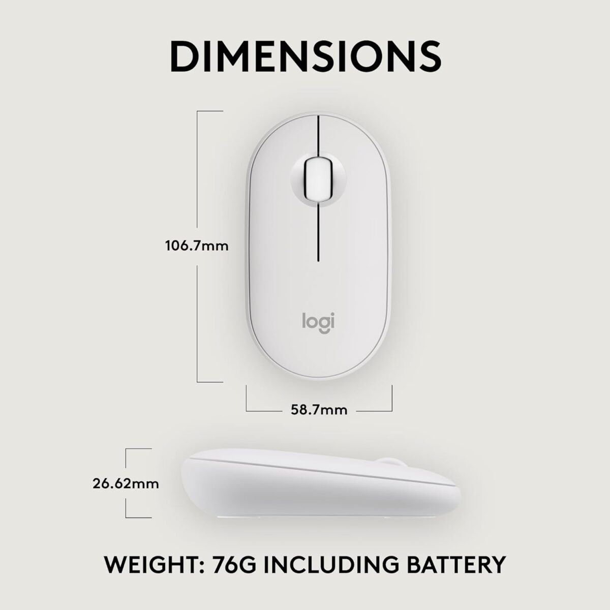 Logitech Pebble 2 M350S Blanco — Mouse inalámbrico, bluetooth, delgado y compacto - Imagen 8