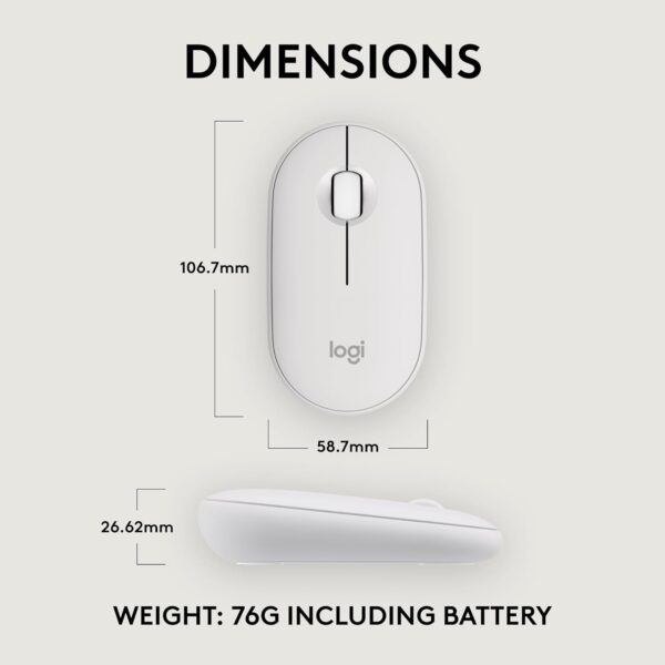 Logitech Pebble 2 M350S Blanco — Mouse inalámbrico, bluetooth, delgado y compacto - Imagen 8