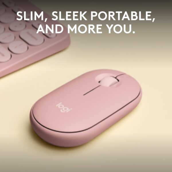 Logitech Pebble 2 M350S Rosa — Mouse inalámbrico, bluetooth, delgado y compacto - Imagen 2