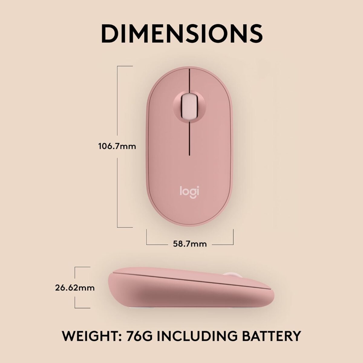 Logitech Pebble 2 M350S Rosa — Mouse inalámbrico, bluetooth, delgado y compacto - Imagen 5