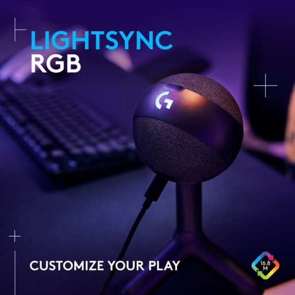 Logitech G Yeti Orb Black — Micrófono condensador RGB, LIGHTSYNC, negro - Imagen 8