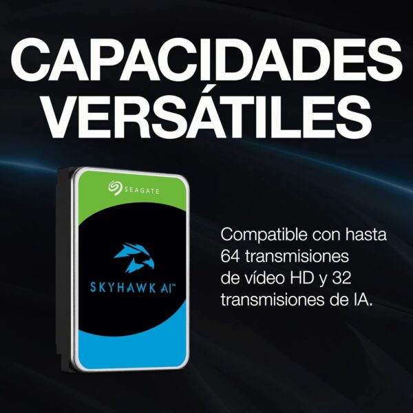 Seagate Skyhawk AI 8TB, 7200RPM, 3,5 in, SATA III, 6 Gbit/s, 256MB Caché - Imagen 3