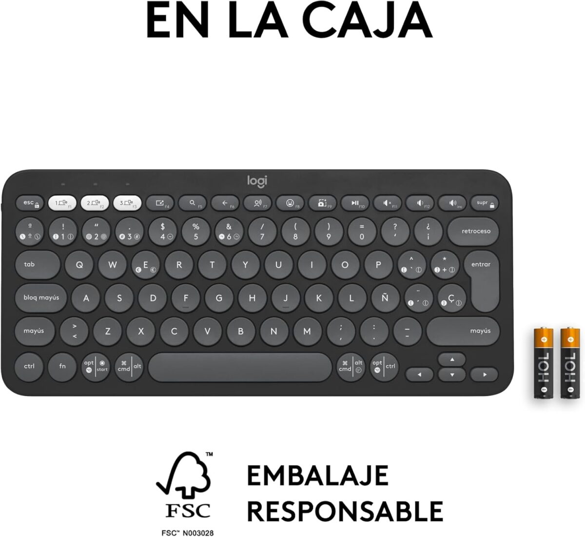 Logitech Pebble Keys 2 K380S Graphite — Teclado inalámbrico, Bluetooth, Español - Imagen 10