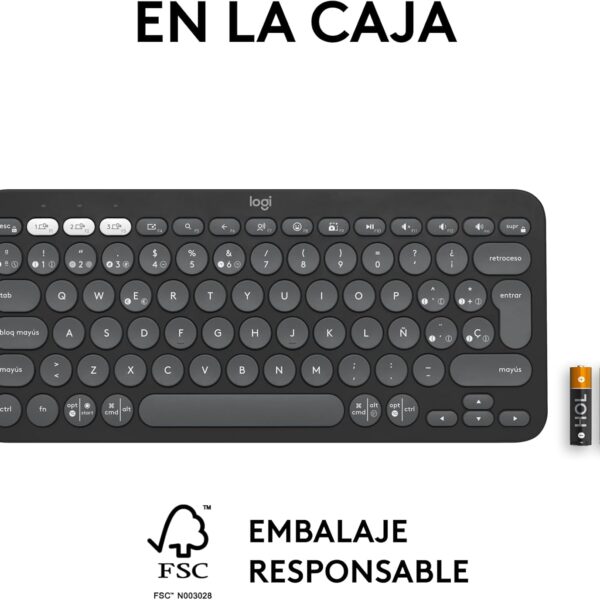 Logitech Pebble Keys 2 K380S Graphite — Teclado inalámbrico, Bluetooth, Español - Imagen 10