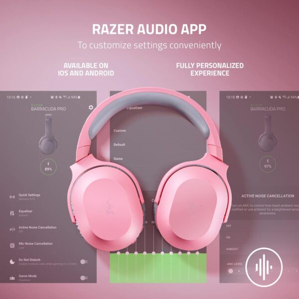 Razer Barracuda X Quartz Pink — Audífonos inalámbricos, multiplataforma, 2.4GHz Wireless, Bluetooth, micrófono extraíble, rosa - Imagen 7