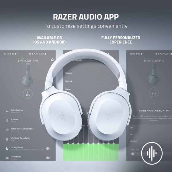 Razer Barracuda X White — Audífonos inalámbricos, multiplataforma, 2.4GHz Wireless, Bluetooth, micrófono extraíble, blanco - Imagen 6