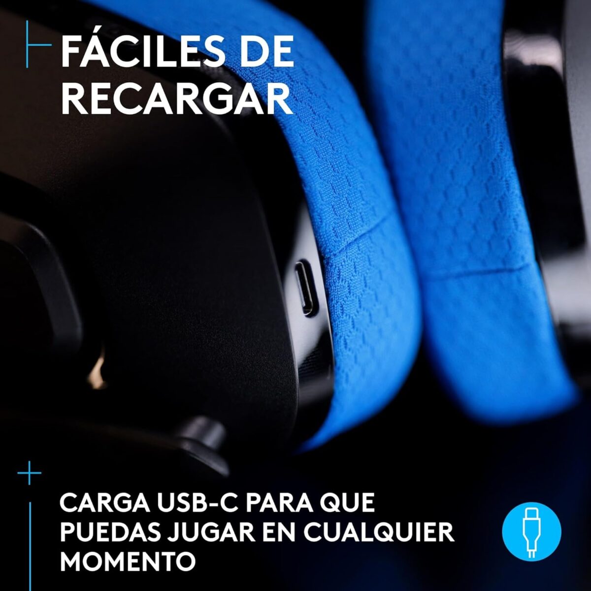 7103YFVVnJL._AC_SL1500_ Logitech G535 LIGHTSPEED Black/Blue — Wireless Gaming Headset, para PS5 - Imagen 6