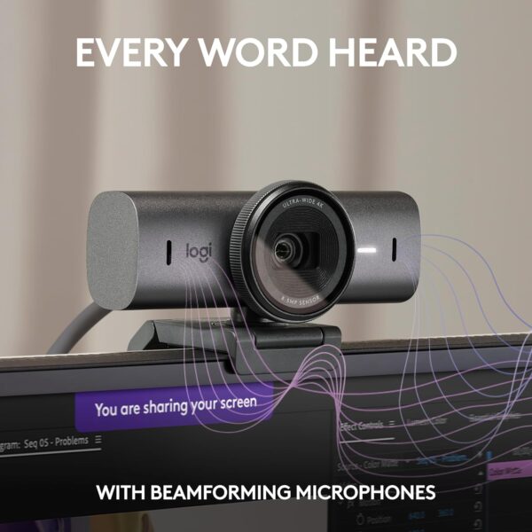 Logitech MX Brio — Cámara web Ultra HD 4K, 8.5 MP, USB-C, Grafito - Imagen 2