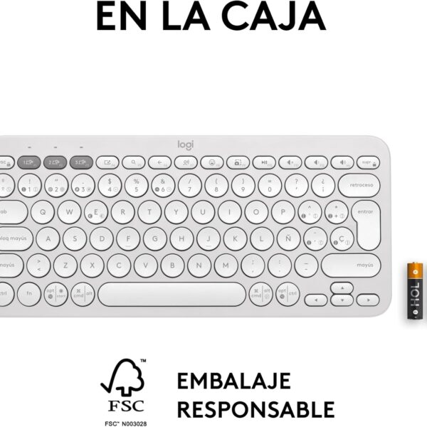 Logitech Pebble Keys 2 K380S White — Teclado inalámbrico, Bluetooth, Español - Imagen 11