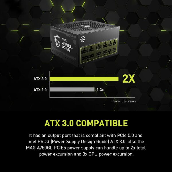 MSI MAG A750GL 80 Plus Gold 750W — Fuente de poder, modular, PCIE5 - Imagen 10