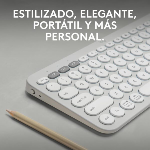 Logitech Pebble Keys 2 K380S White — Teclado inalámbrico, Bluetooth, Español - Imagen 3