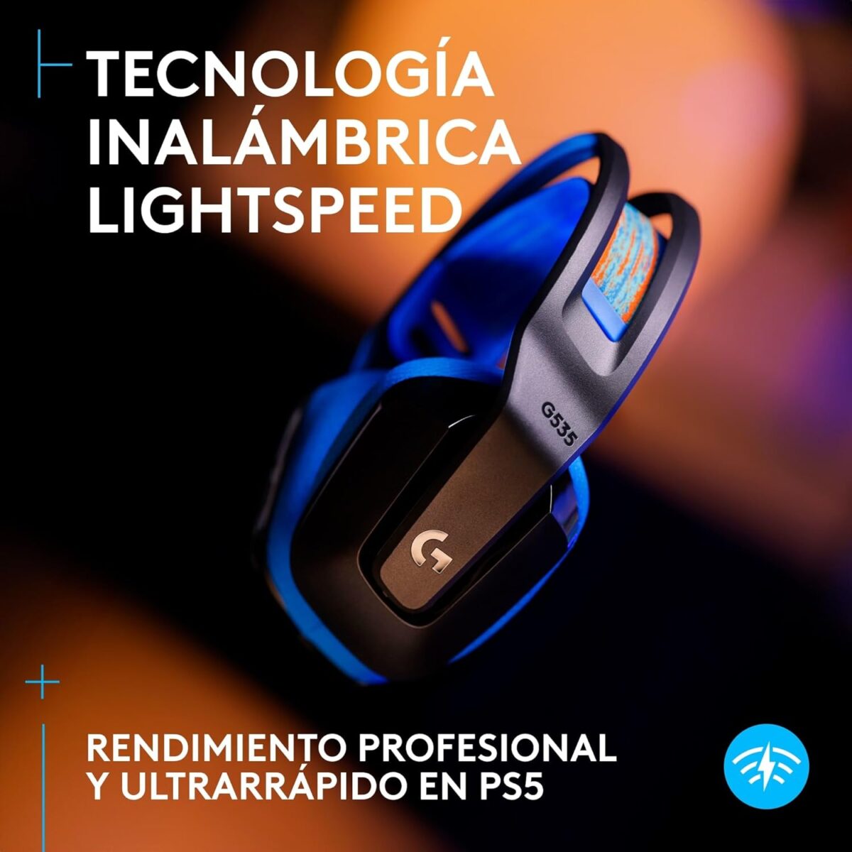 718TC9wKfPL._AC_SL1500_ Logitech G535 LIGHTSPEED Black/Blue — Wireless Gaming Headset, para PS5 - Imagen 3