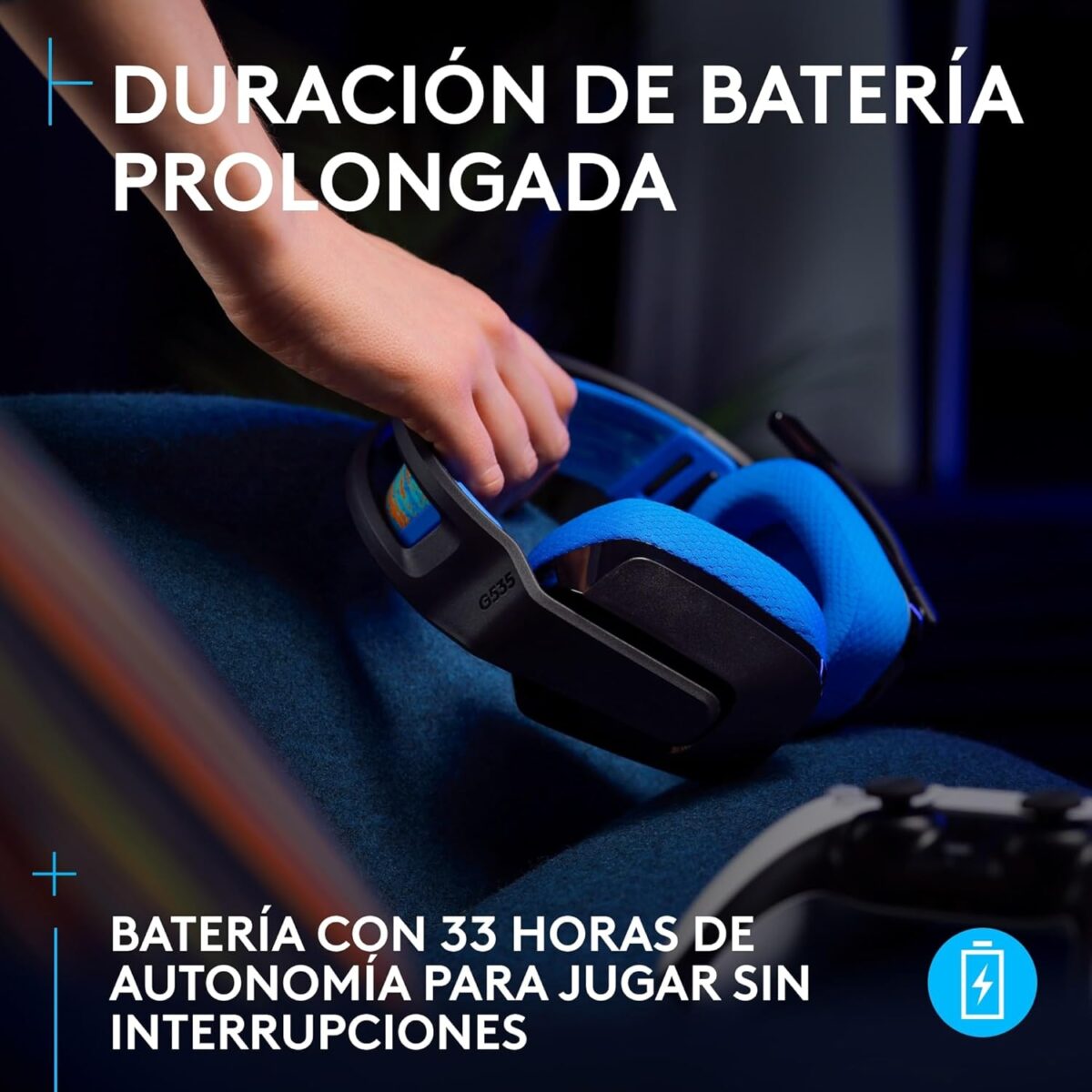 71AngEmTPDL._AC_SL1500_ Logitech G535 LIGHTSPEED Black/Blue — Wireless Gaming Headset, para PS5 - Imagen 4