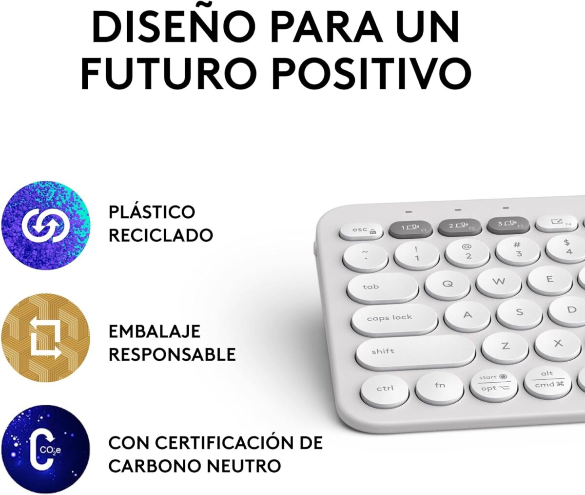 Logitech Pebble Keys 2 K380S White — Teclado inalámbrico, Bluetooth, Español - Imagen 10