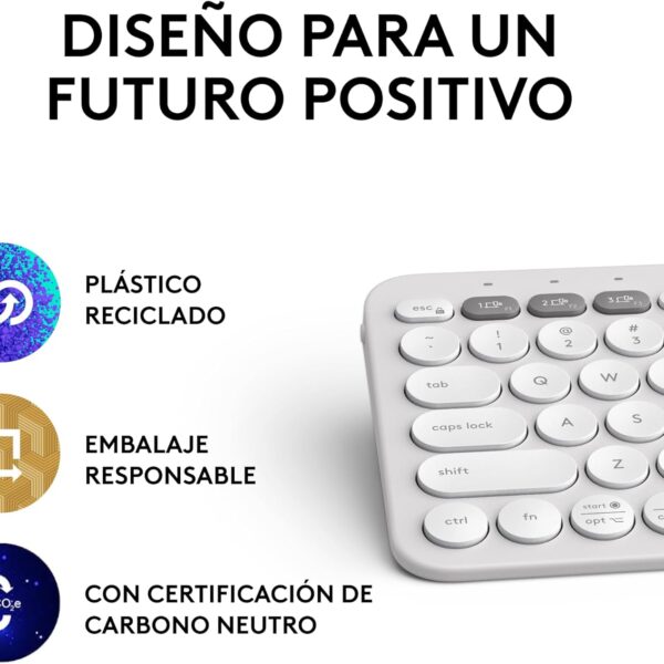 Logitech Pebble Keys 2 K380S White — Teclado inalámbrico, Bluetooth, Español - Imagen 10