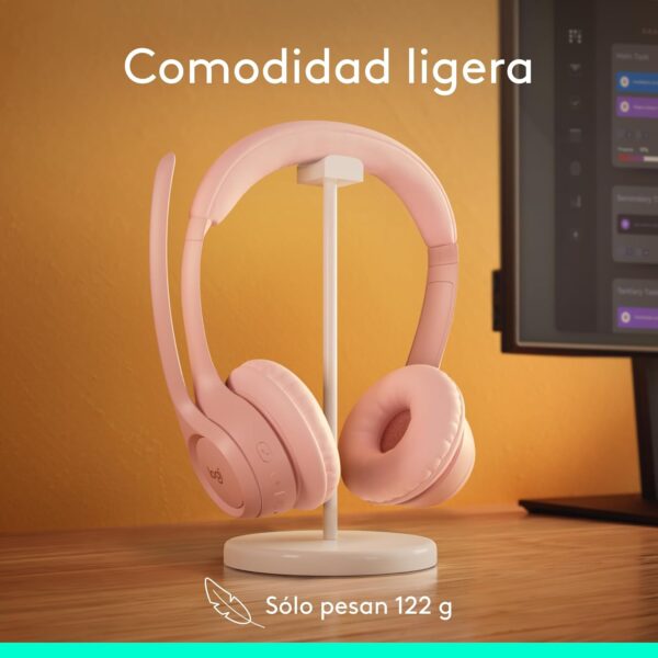 Logitech Zone 300 Rose - Audífono inalámbrico, con micrófono, Rosa - Imagen 4