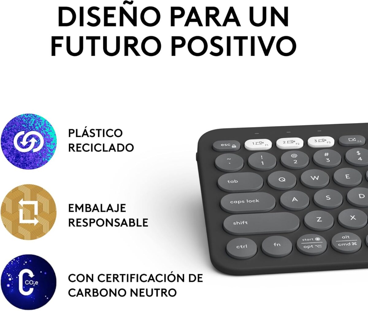 Logitech Pebble Keys 2 K380S Graphite — Teclado inalámbrico, Bluetooth, Español - Imagen 9