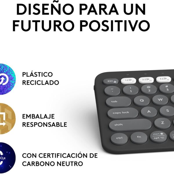 Logitech Pebble Keys 2 K380S Graphite — Teclado inalámbrico, Bluetooth, Español - Imagen 9