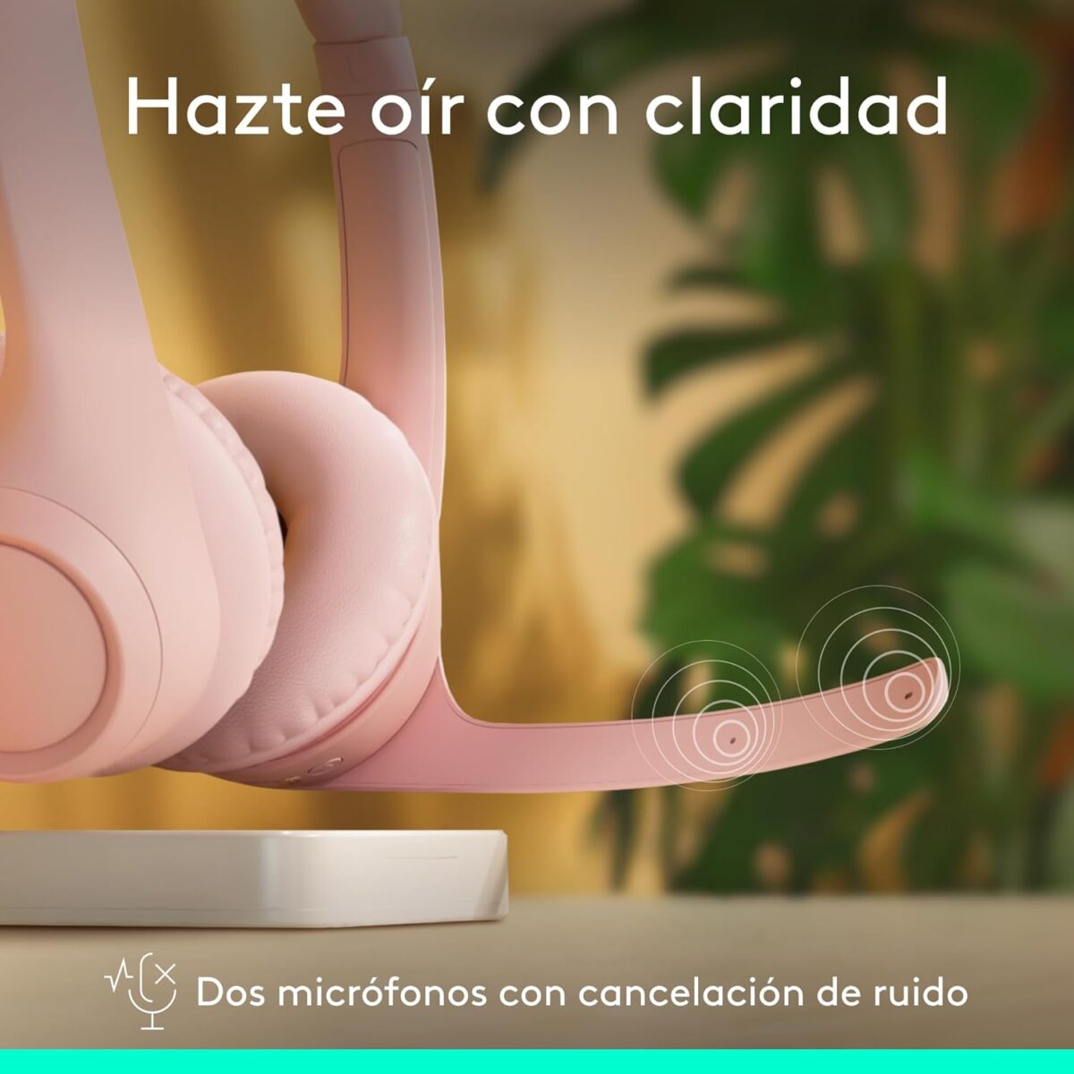 Logitech Zone 300 Rose - Audífono inalámbrico, con micrófono, Rosa - Imagen 3