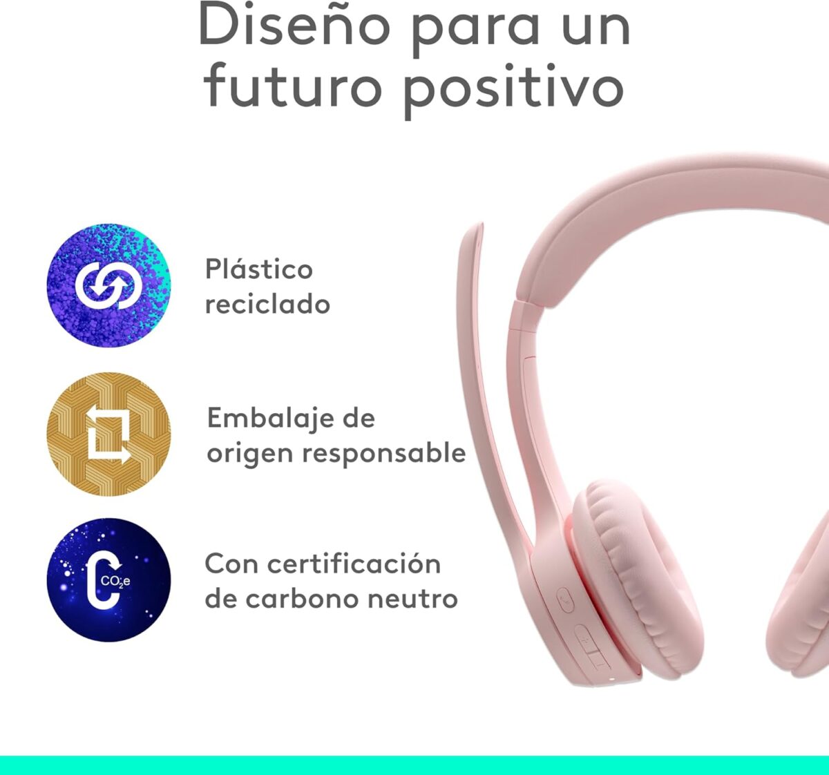 Logitech Zone 300 Rose - Audífono inalámbrico, con micrófono, Rosa - Imagen 8