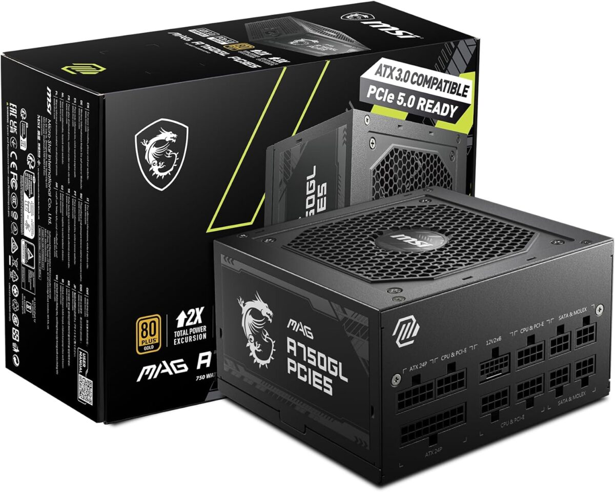 71ZT3kvP8nL._AC_SL1500_ MSI MAG A750GL 80 Plus Gold 750W — Fuente de poder, modular, PCIE5 - Imagen 2