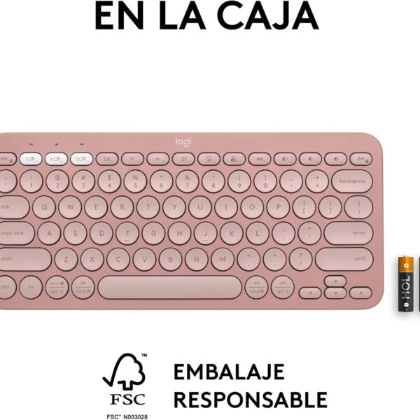 Logitech Pebble Keys 2 K380S Rose — Teclado inalámbrico, Bluetooth, Español - Imagen 11