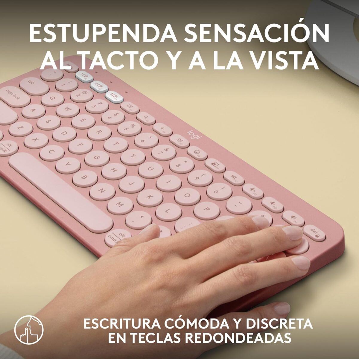 Logitech Pebble Keys 2 K380S Rose — Teclado inalámbrico, Bluetooth, Español - Imagen 3