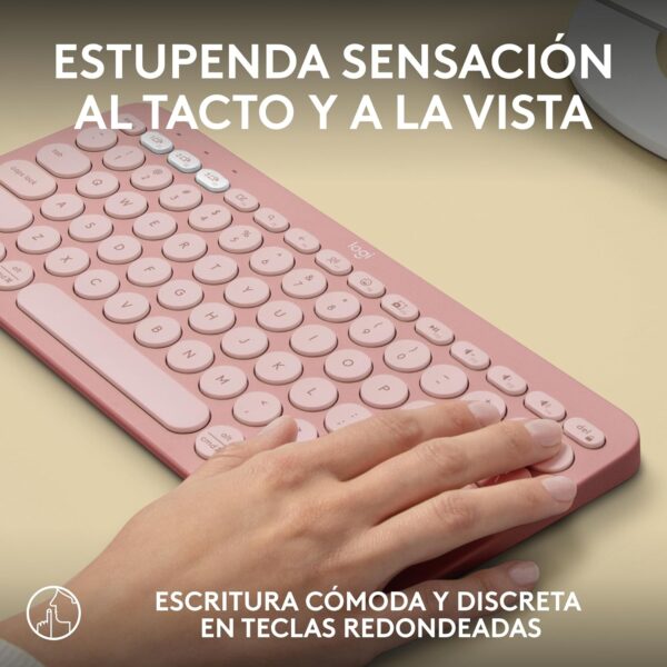 Logitech Pebble Keys 2 K380S Rose — Teclado inalámbrico, Bluetooth, Español - Imagen 3