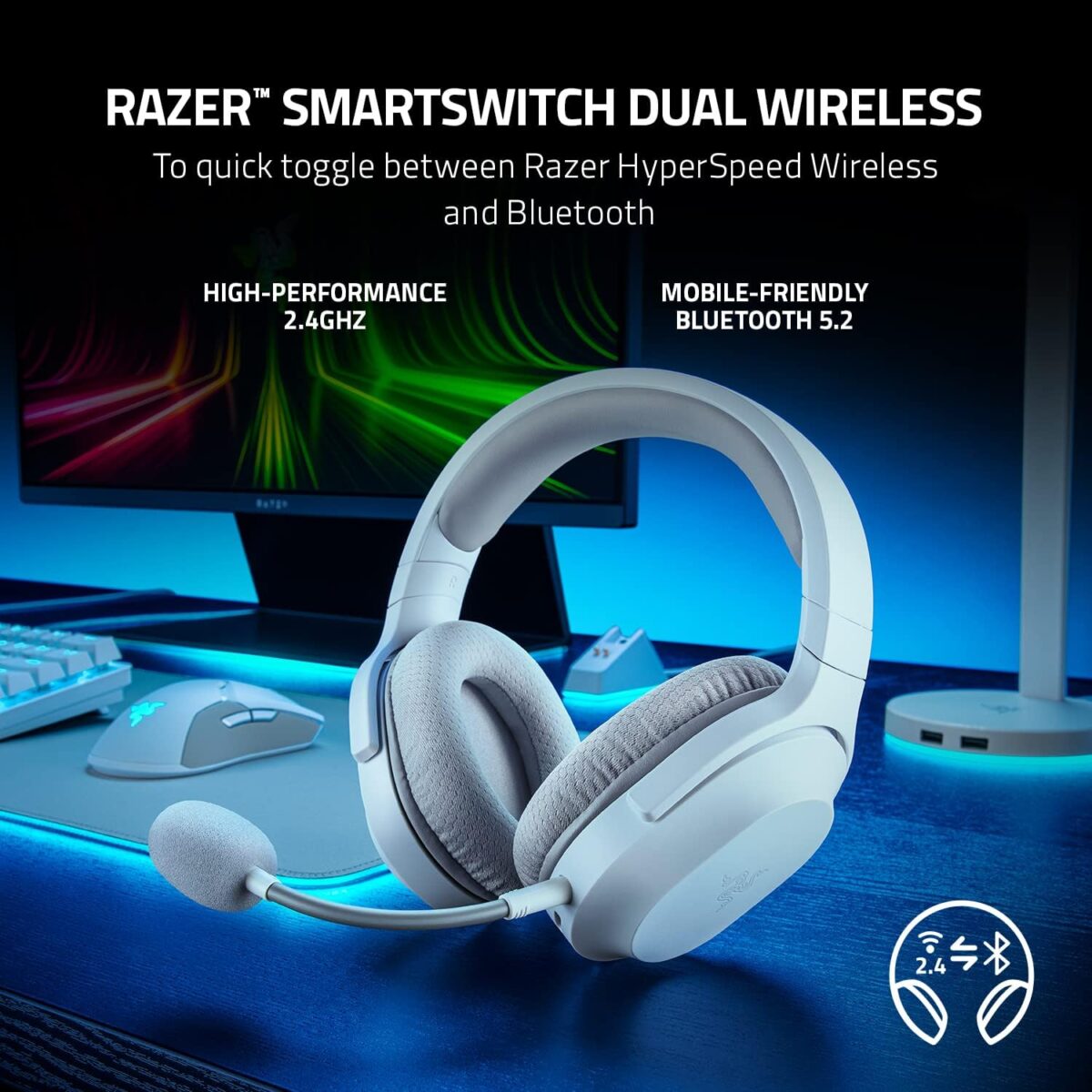 71fbUVcvNyL._AC_SL1500_ Razer Barracuda X White — Audífonos inalámbricos, multiplataforma, 2.4GHz Wireless, Bluetooth, micrófono extraíble, blanco - Imagen 7