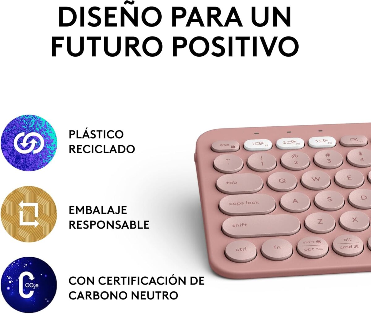 Logitech Pebble Keys 2 K380S Rose — Teclado inalámbrico, Bluetooth, Español - Imagen 10