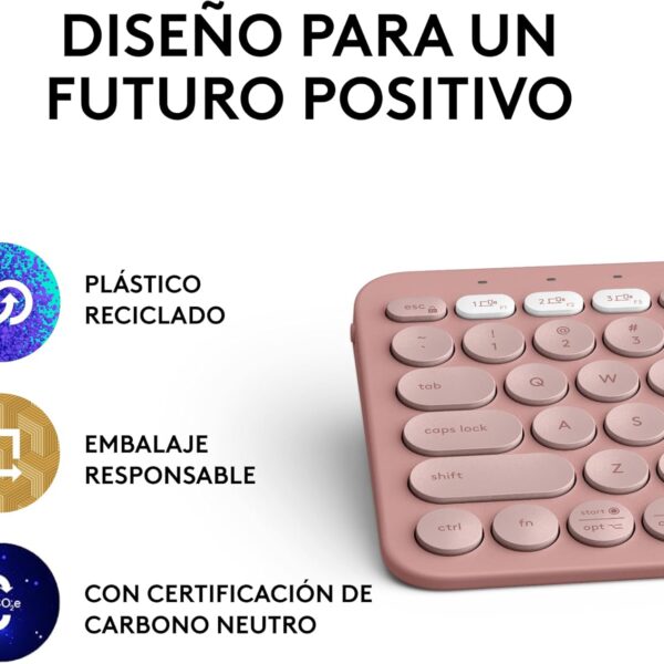 Logitech Pebble Keys 2 K380S Rose — Teclado inalámbrico, Bluetooth, Español - Imagen 10