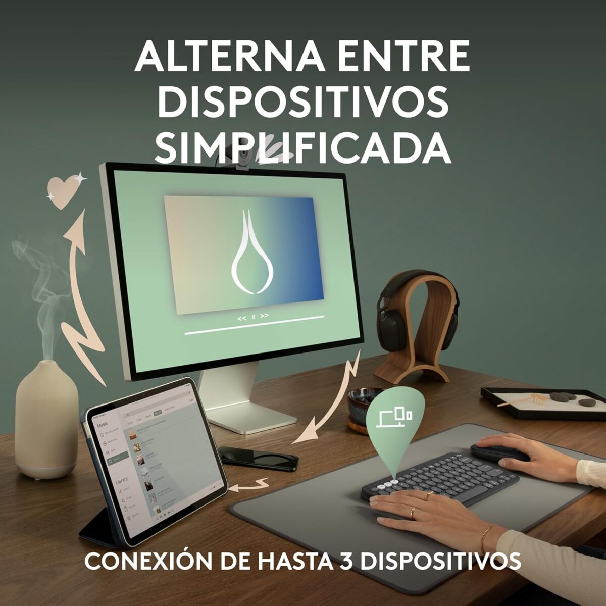 Logitech Pebble Keys 2 K380S Rose — Teclado inalámbrico, Bluetooth, Español - Imagen 9