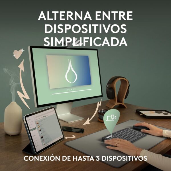 Logitech Pebble Keys 2 K380S Rose — Teclado inalámbrico, Bluetooth, Español - Imagen 9