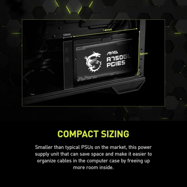 MSI MAG A750GL 80 Plus Gold 750W — Fuente de poder, modular, PCIE5 - Imagen 3