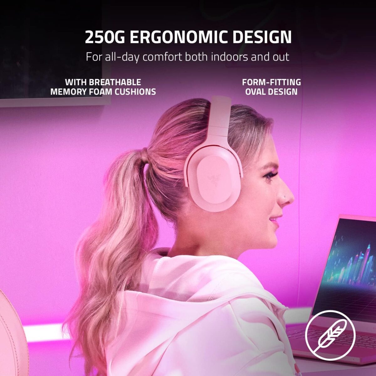 71vmgSjOoLL._AC_SL1500_ Razer Barracuda X Quartz Pink — Audífonos inalámbricos, multiplataforma, 2.4GHz Wireless, Bluetooth, micrófono extraíble, rosa - Imagen 5
