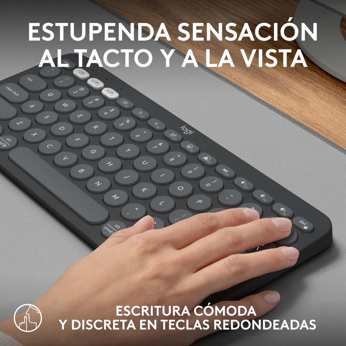 Logitech Pebble Keys 2 K380S Graphite — Teclado inalámbrico, Bluetooth, Español - Imagen 2