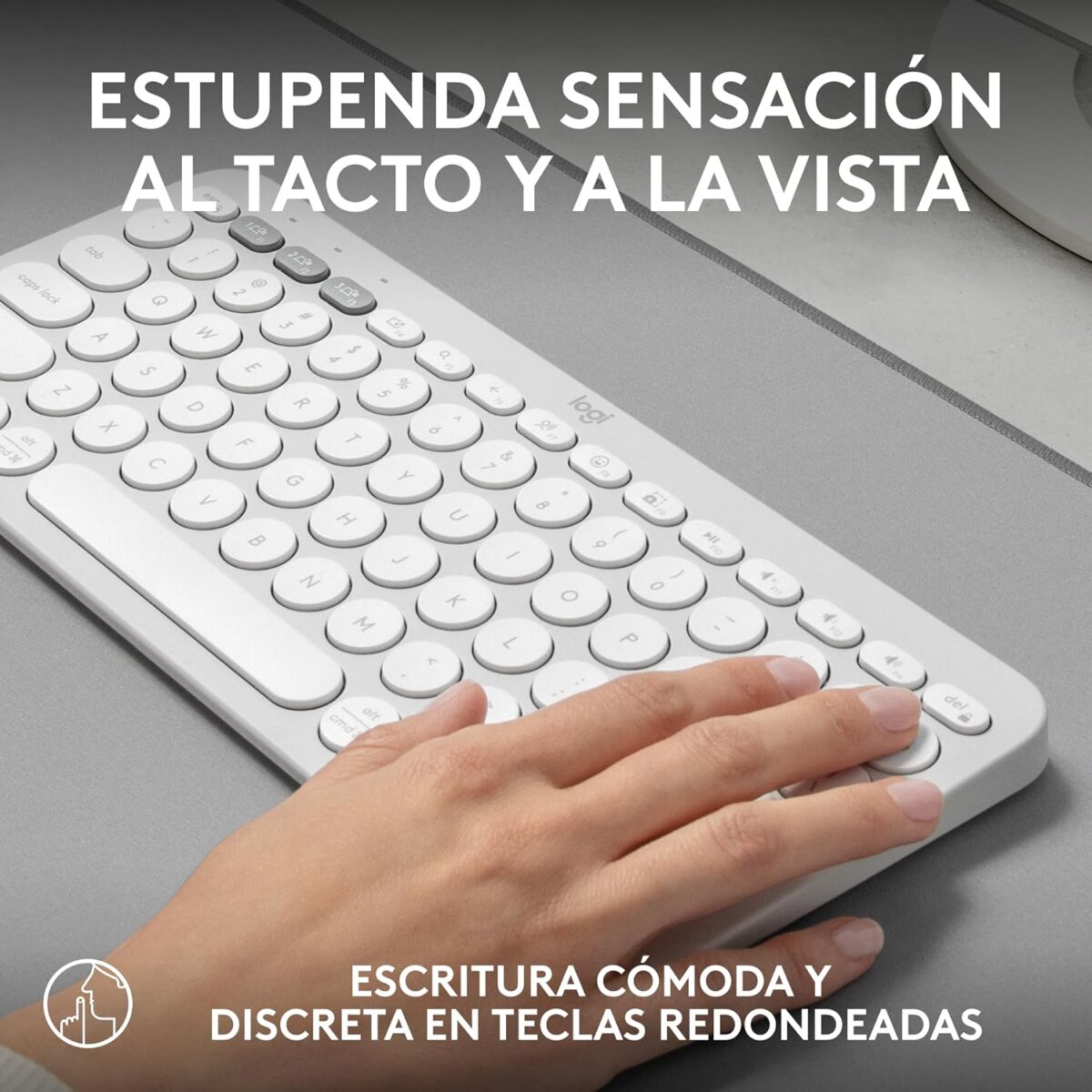 Logitech Pebble Keys 2 K380S White — Teclado inalámbrico, Bluetooth, Español - Imagen 2