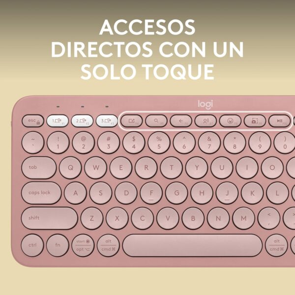 Logitech Pebble Keys 2 K380S Rose — Teclado inalámbrico, Bluetooth, Español - Imagen 8