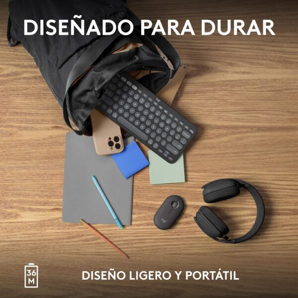 Logitech Pebble Keys 2 K380S Graphite — Teclado inalámbrico, Bluetooth, Español - Imagen 6